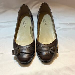 Talbots Chocolate Brown Leather Loafers with Buckle